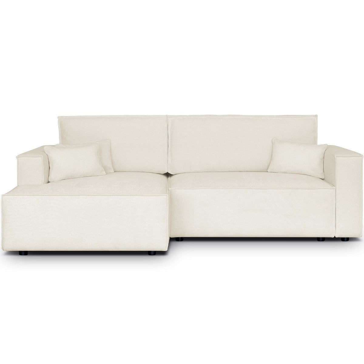 Asti - Canapé d'Angle à Gauche Convertible 3 Places en Tissu Chenille - Beige
