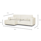 Asti - Canapé d'Angle à Gauche Convertible 3 Places en Tissu Chenille - Beige