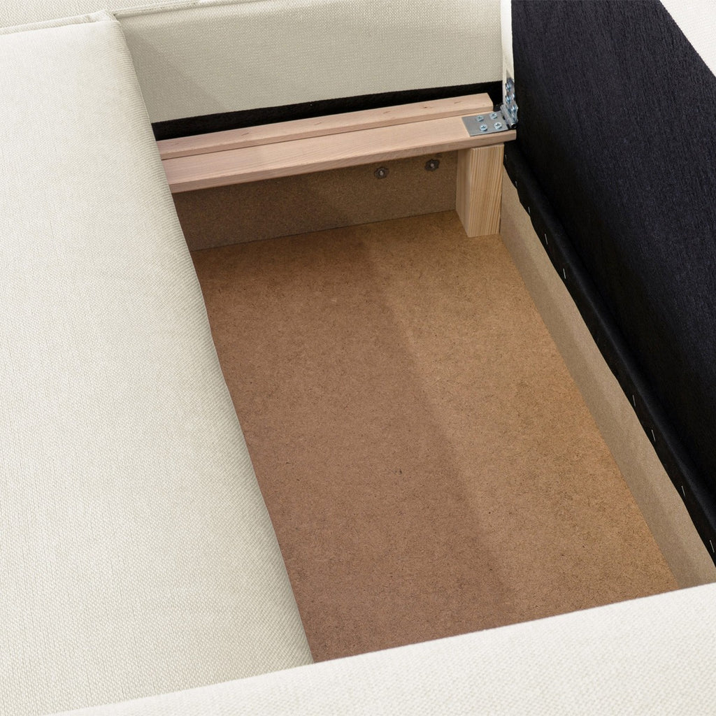 Asti - Canapé d'Angle à Gauche Convertible 3 Places en Tissu Chenille - Beige