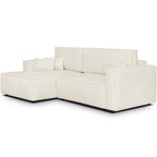 Asti - Canapé d'Angle à Gauche Convertible 3 Places en Tissu Chenille - Beige