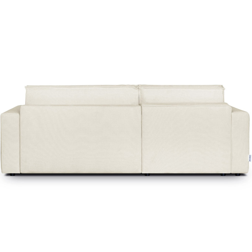 Asti - Canapé d'Angle à Gauche Convertible 3 Places en Tissu Chenille - Beige