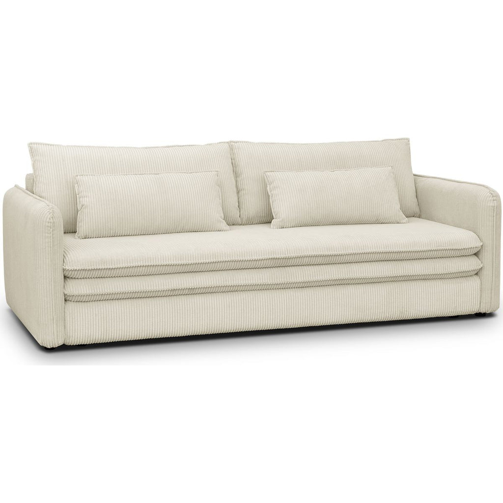 Baya - Canapé Convertible 3 Places en Velours Côtelé - Beige