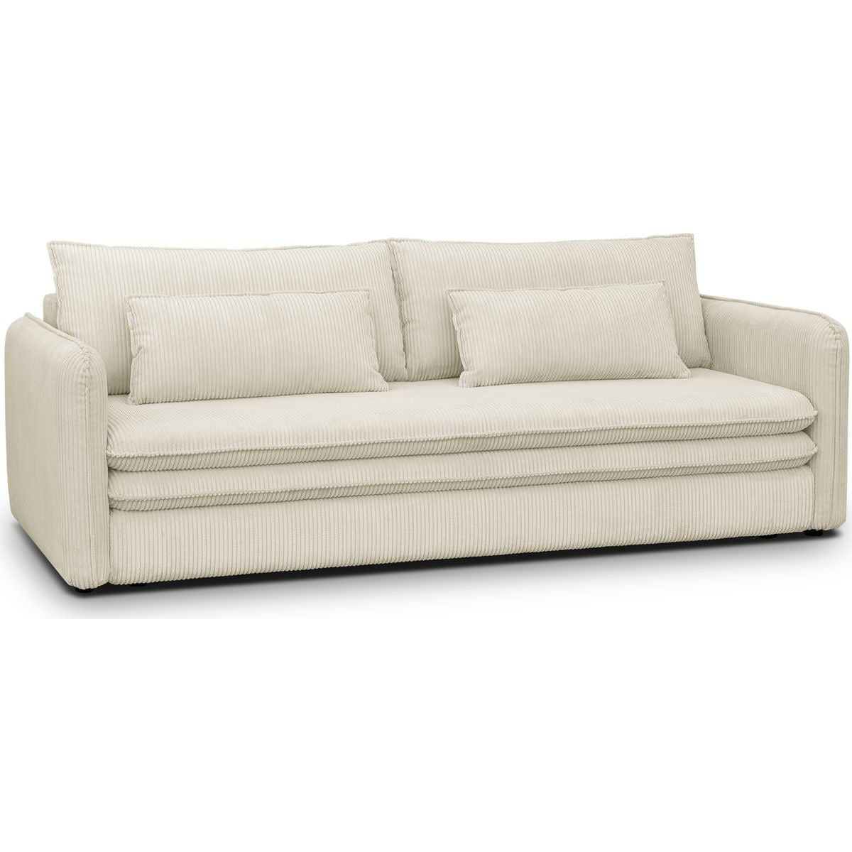 Baya - Canapé Convertible 3 Places en Velours Côtelé - Beige