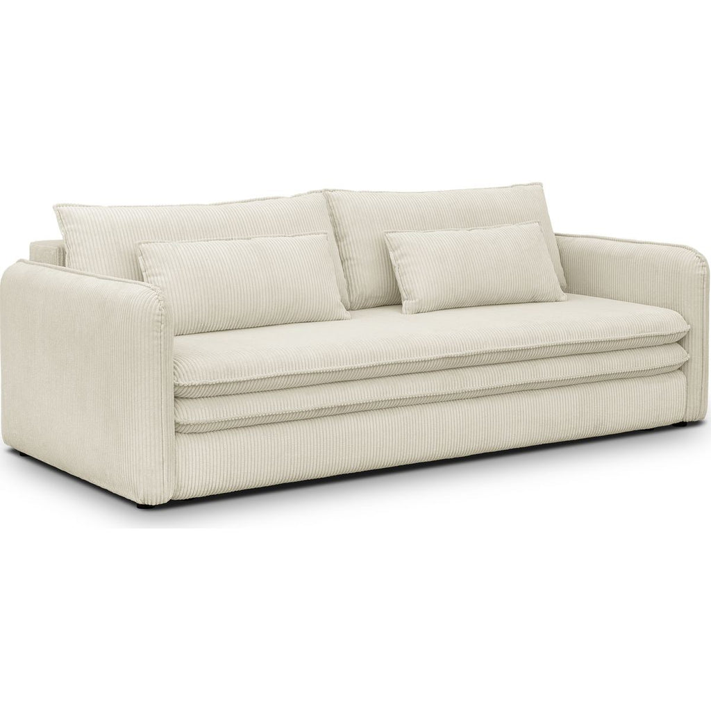 Baya - Canapé Convertible 3 Places en Velours Côtelé - Beige