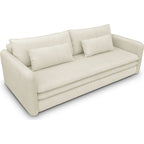 Baya - Canapé Convertible 3 Places en Velours Côtelé - Beige