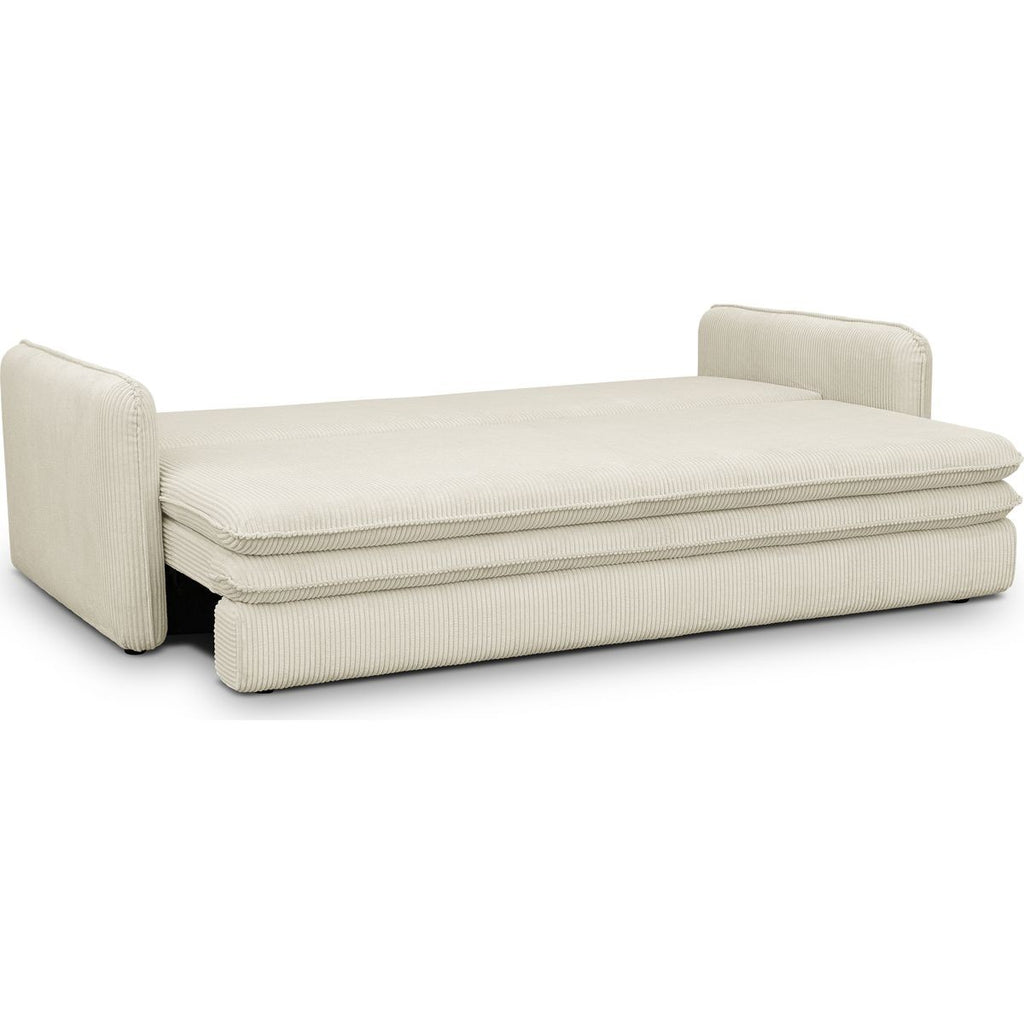 Baya - Canapé Convertible 3 Places en Velours Côtelé - Beige