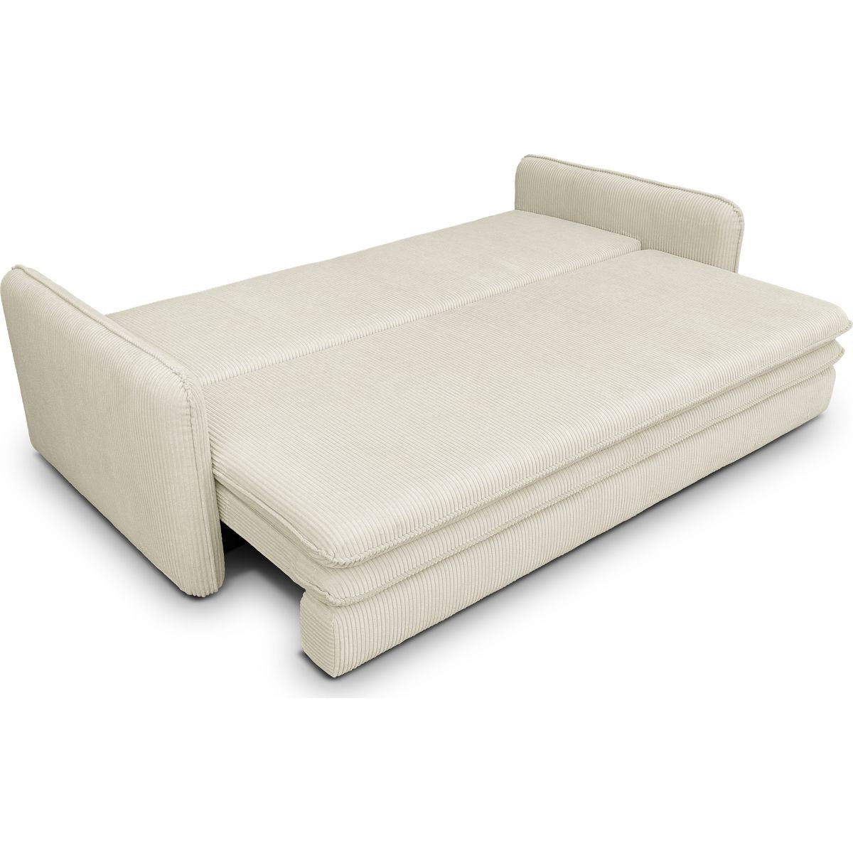 Baya - Canapé Convertible 3 Places en Velours Côtelé - Beige