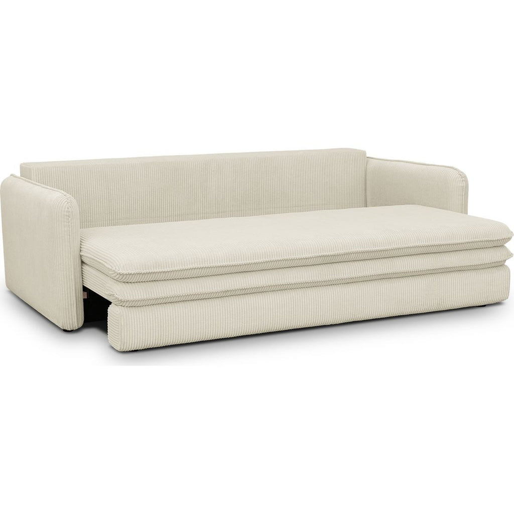 Baya - Canapé Convertible 3 Places en Velours Côtelé - Beige