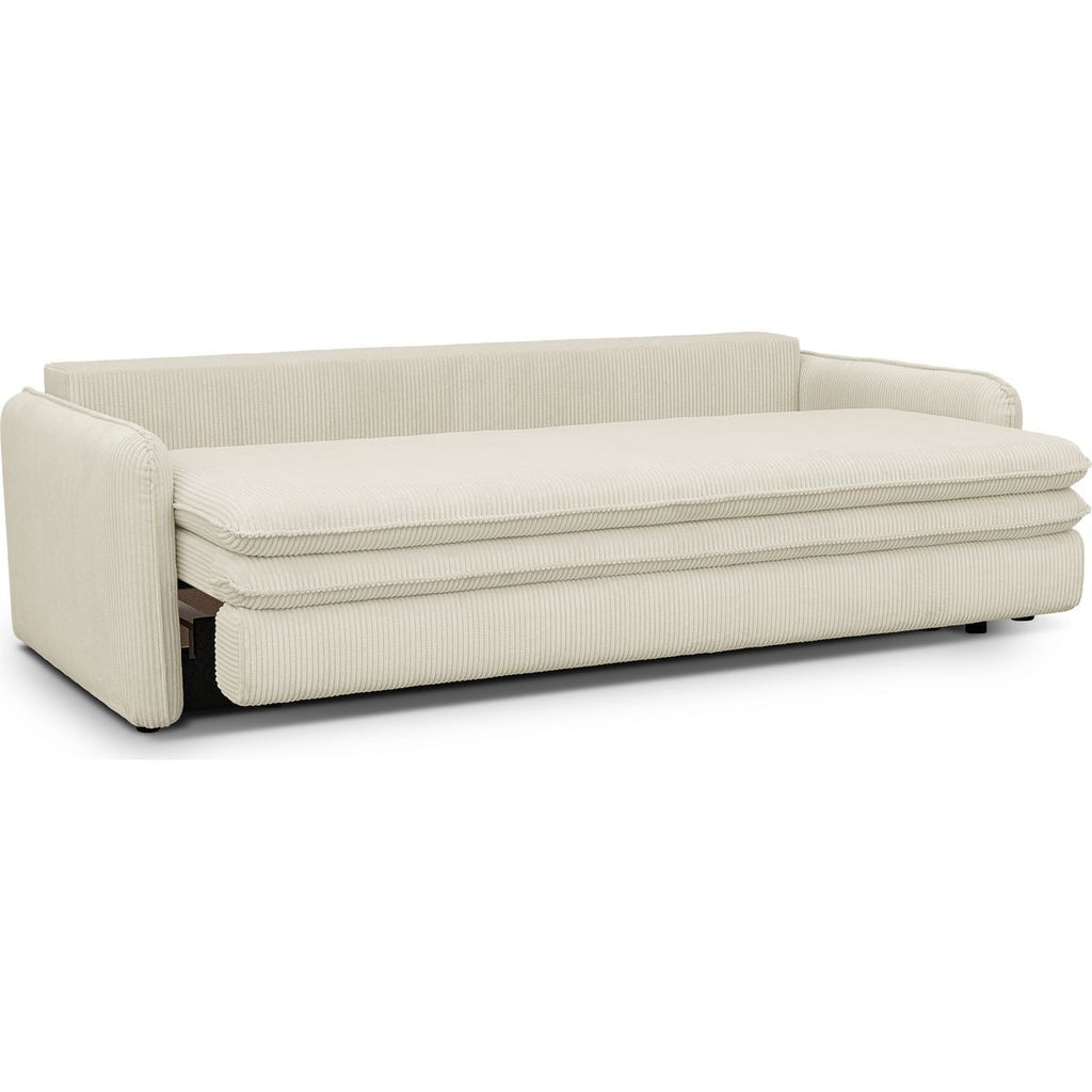 Baya - Canapé Convertible 3 Places en Velours Côtelé - Beige