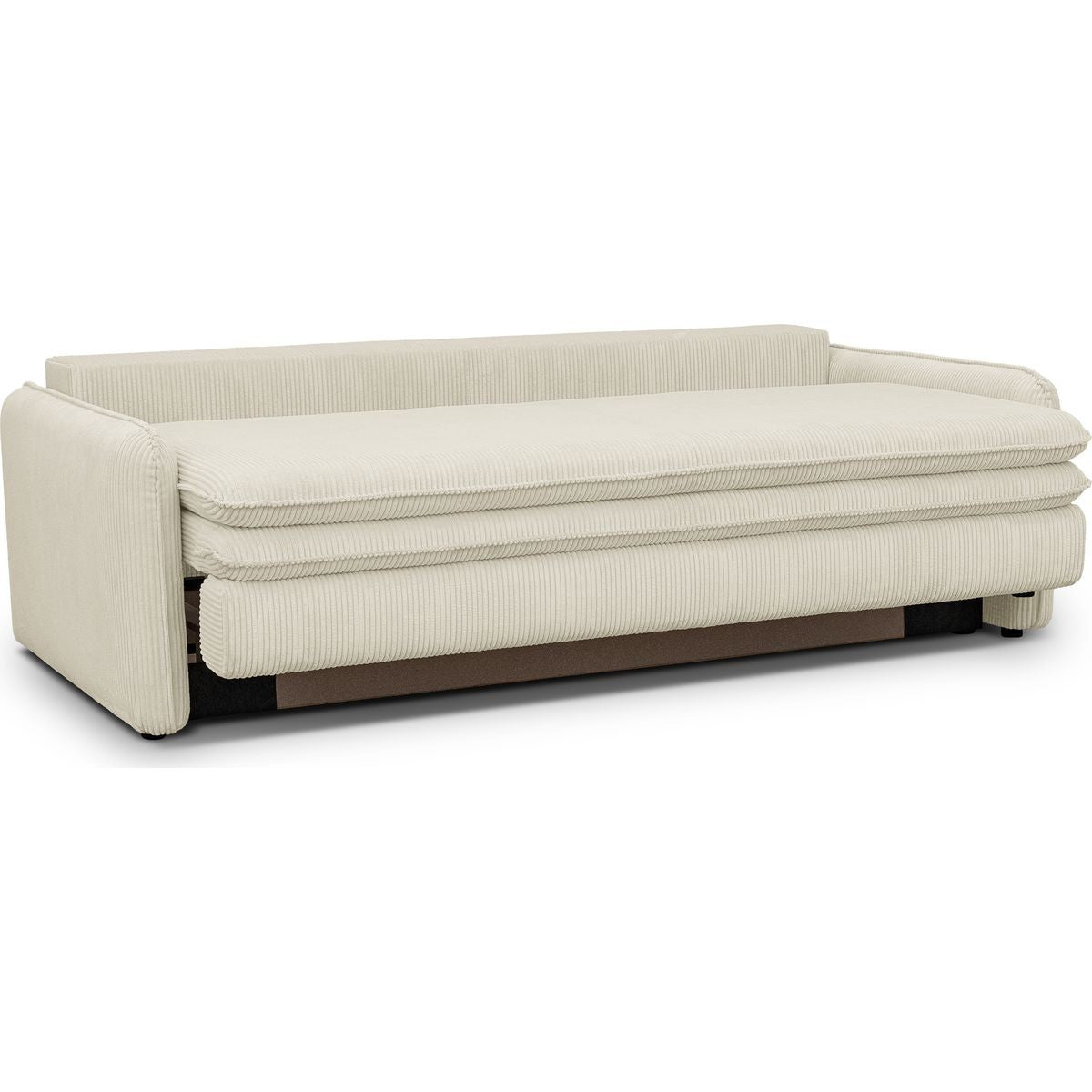 Baya - Canapé Convertible 3 Places en Velours Côtelé - Beige