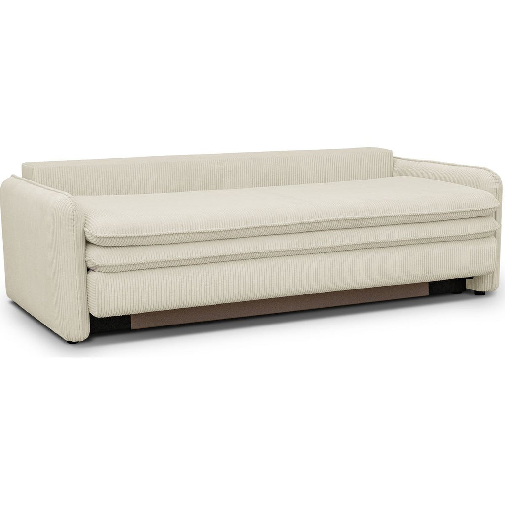 Baya - Canapé Convertible 3 Places en Velours Côtelé - Beige