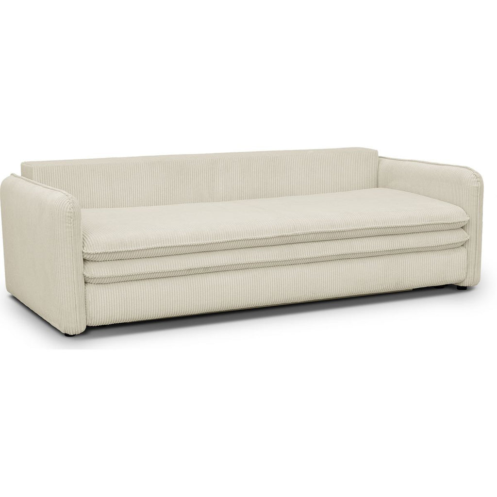 Baya - Canapé Convertible 3 Places en Velours Côtelé - Beige