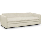 Baya - Canapé Convertible 3 Places en Velours Côtelé - Beige