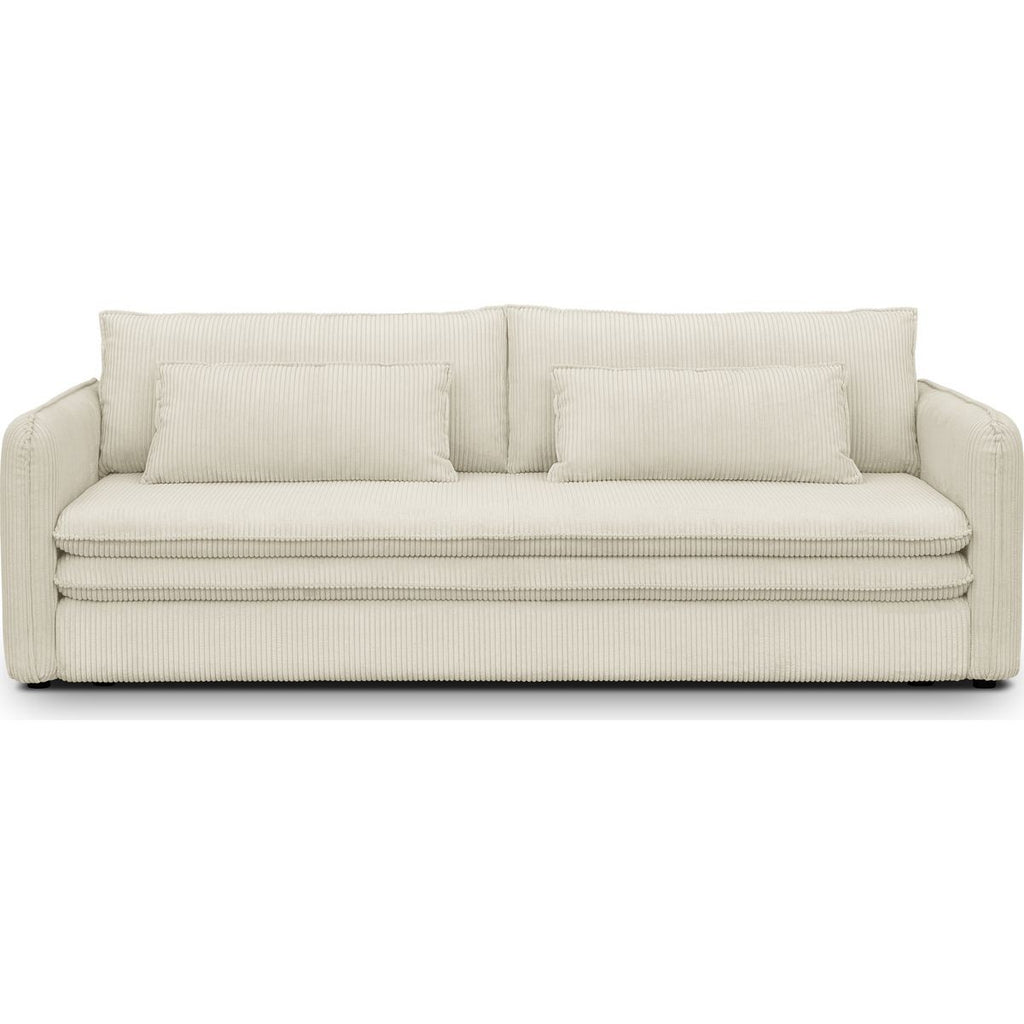 Baya - Canapé Convertible 3 Places en Velours Côtelé - Beige