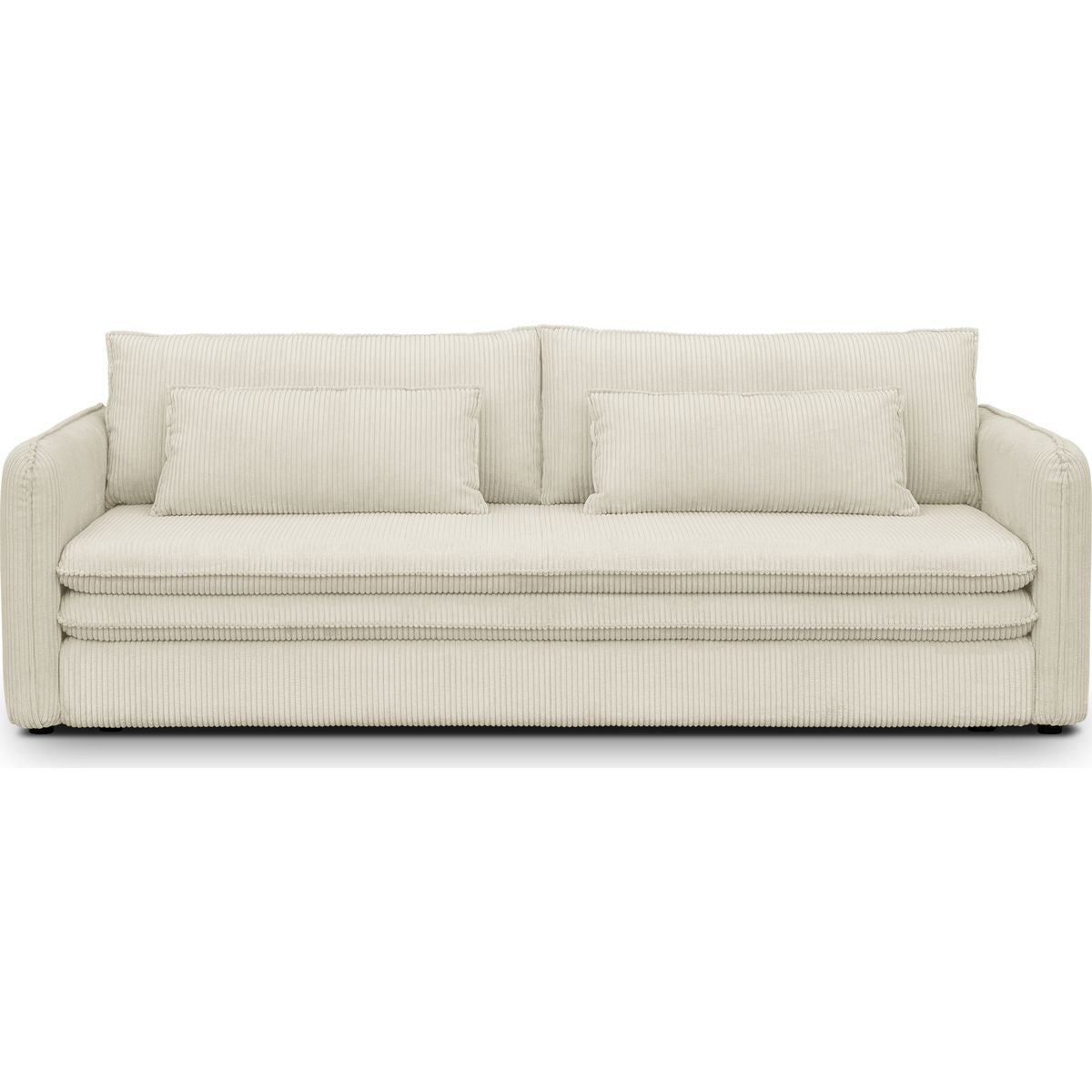 Baya - Canapé Convertible 3 Places en Velours Côtelé - Beige