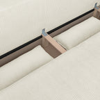 Baya - Canapé Convertible 3 Places en Velours Côtelé - Beige