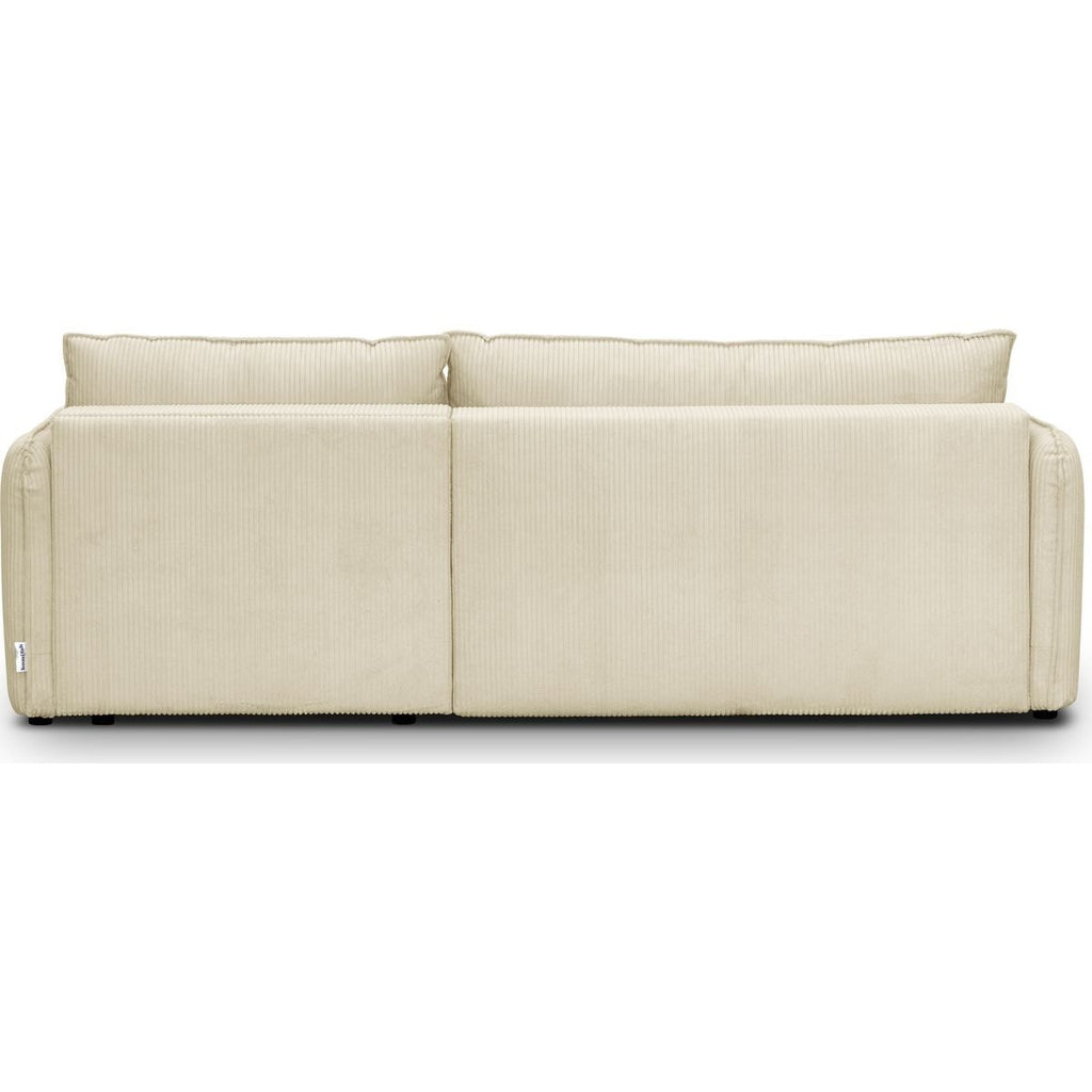 Baya - Canapé d'Angle Convertible Réversible 3 Places en Velours Côtelé - Beige