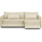 Baya - Canapé d'Angle Convertible Réversible 3 Places en Velours Côtelé - Beige