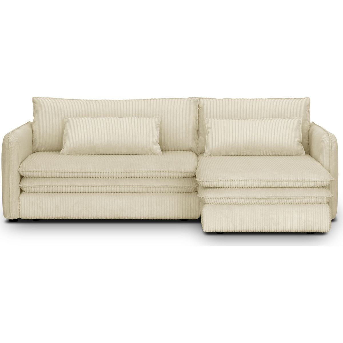 Baya - Canapé d'Angle Convertible Réversible 3 Places en Velours Côtelé - Beige