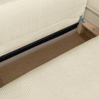 Baya - Canapé d'Angle Convertible Réversible 3 Places en Velours Côtelé - Beige