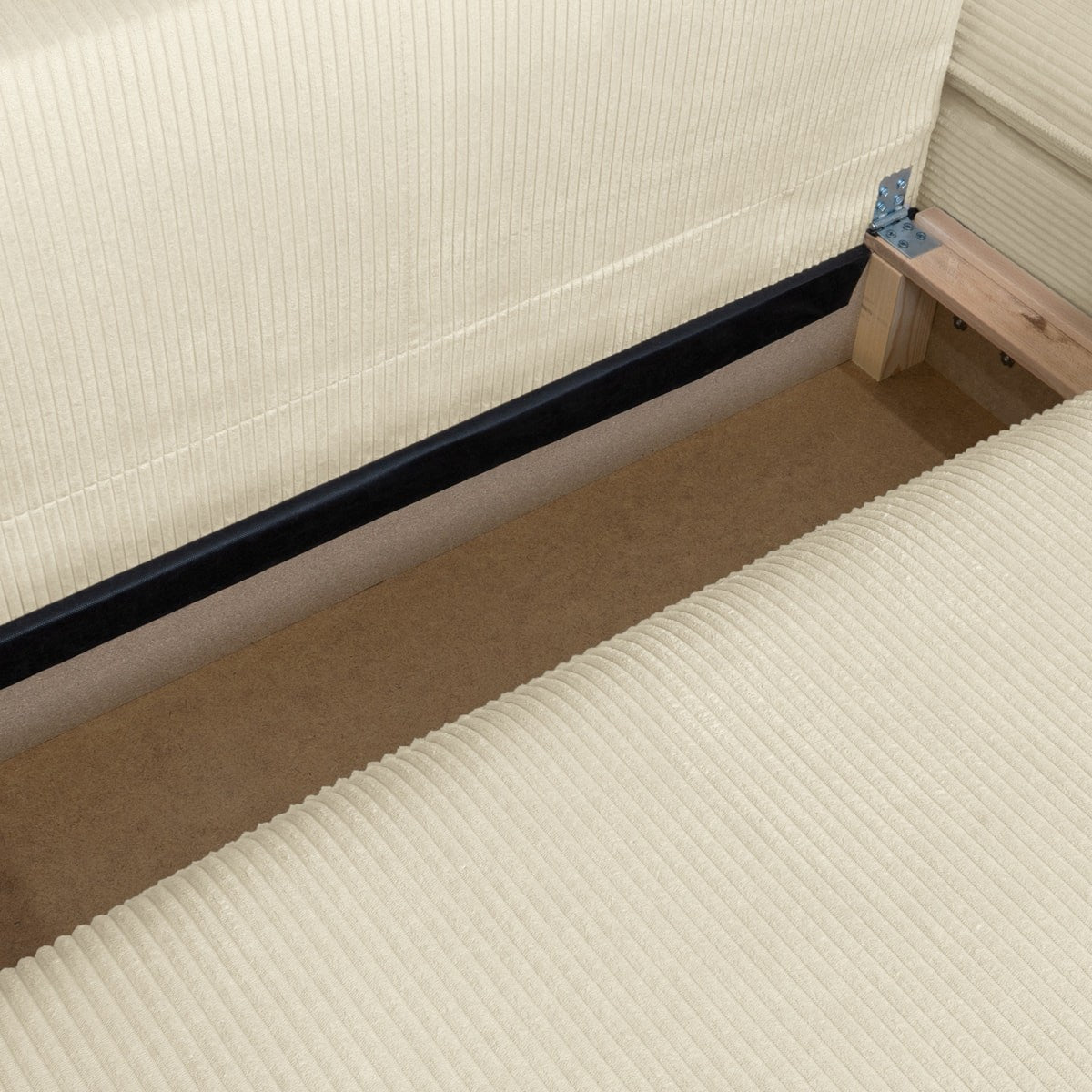 Baya - Canapé d'Angle Convertible Réversible 3 Places en Velours Côtelé - Beige