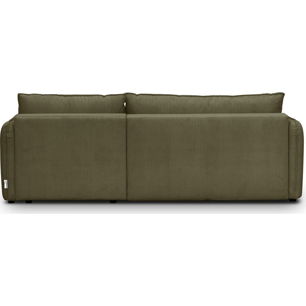 Baya - Canapé d'Angle Convertible Réversible 3 Places en Velours Côtelé - Vert Kaki