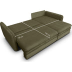 Baya - Canapé d'Angle Convertible Réversible 3 Places en Velours Côtelé - Vert Kaki
