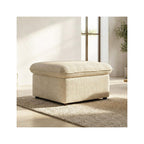 Baya - Pouf Coffre de Rangement en Velours Côtelé - Beige