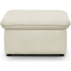 Baya - Pouf Coffre de Rangement en Velours Côtelé - Beige