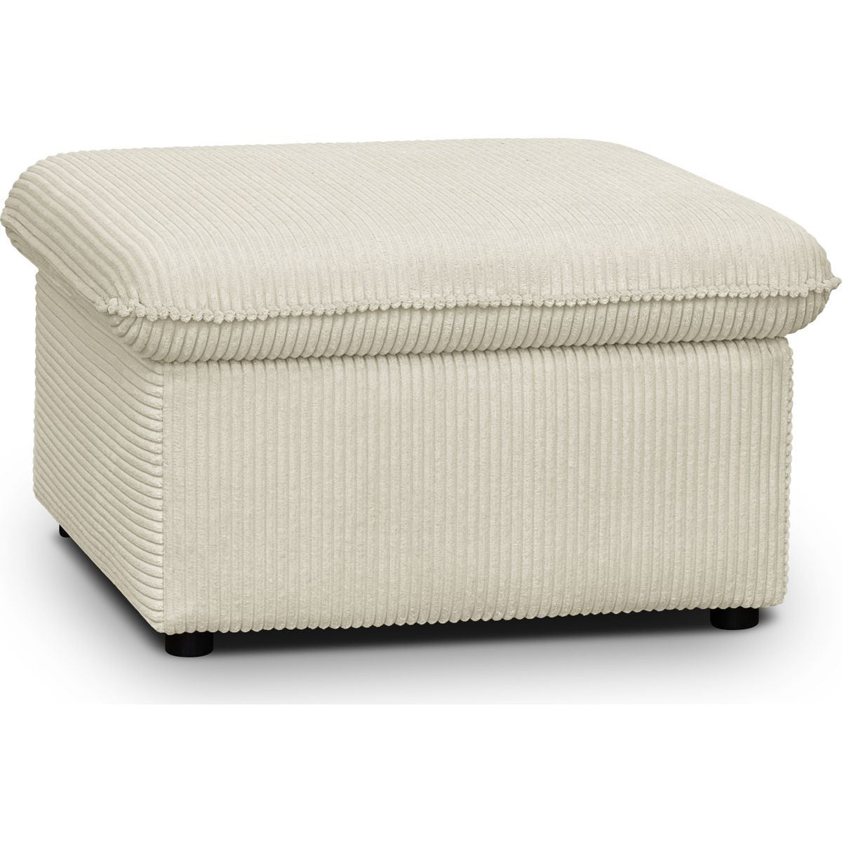 Baya - Pouf Coffre de Rangement en Velours Côtelé - Beige