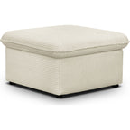 Baya - Pouf Coffre de Rangement en Velours Côtelé - Beige