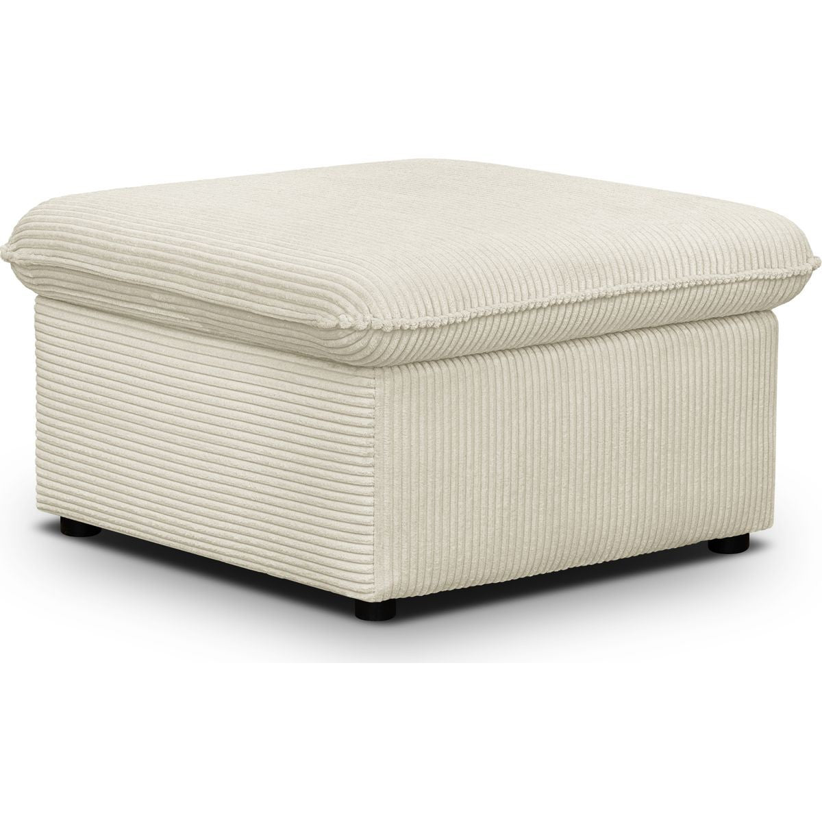 Baya - Pouf Coffre de Rangement en Velours Côtelé - Beige
