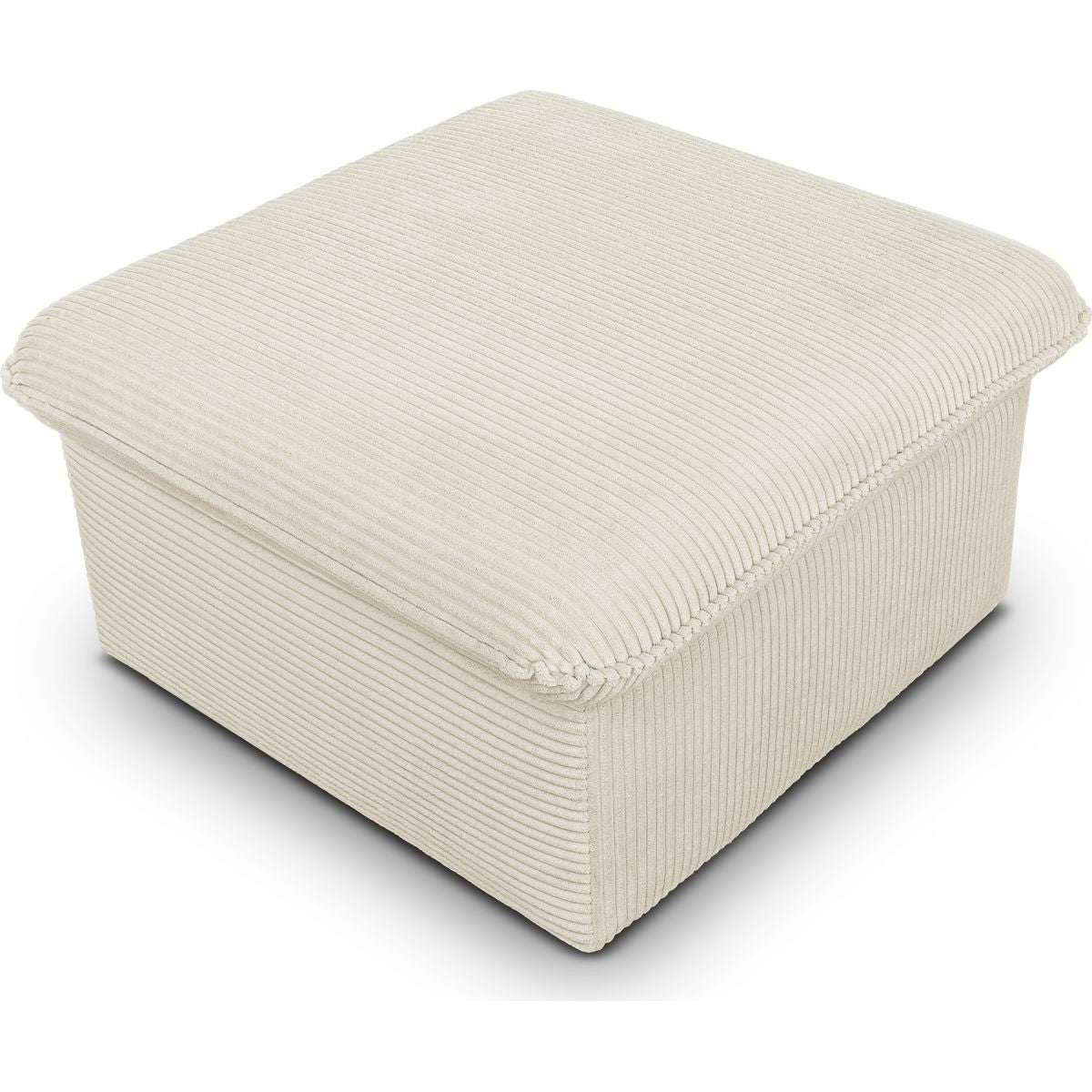 Baya - Pouf Coffre de Rangement en Velours Côtelé - Beige