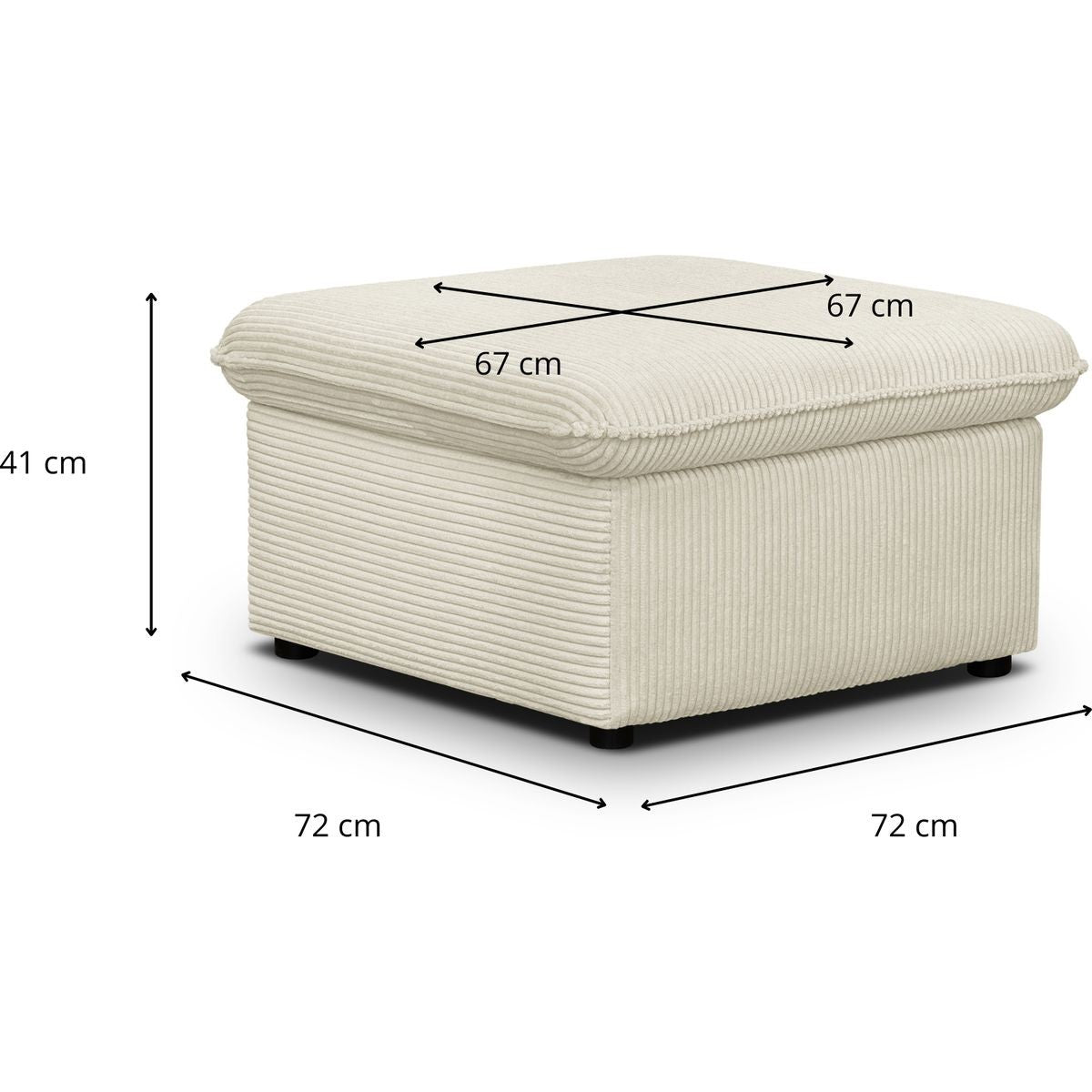 Baya - Pouf Coffre de Rangement en Velours Côtelé - Beige