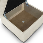 Baya - Pouf Coffre de Rangement en Velours Côtelé - Beige