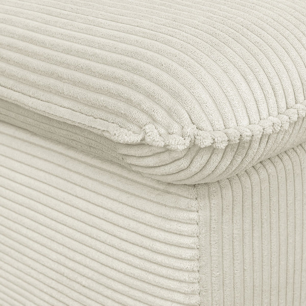 Baya - Pouf Coffre de Rangement en Velours Côtelé - Beige