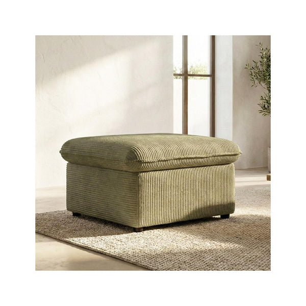 Baya - Pouf Contenitore - Velluto A Coste - Verde Cachi