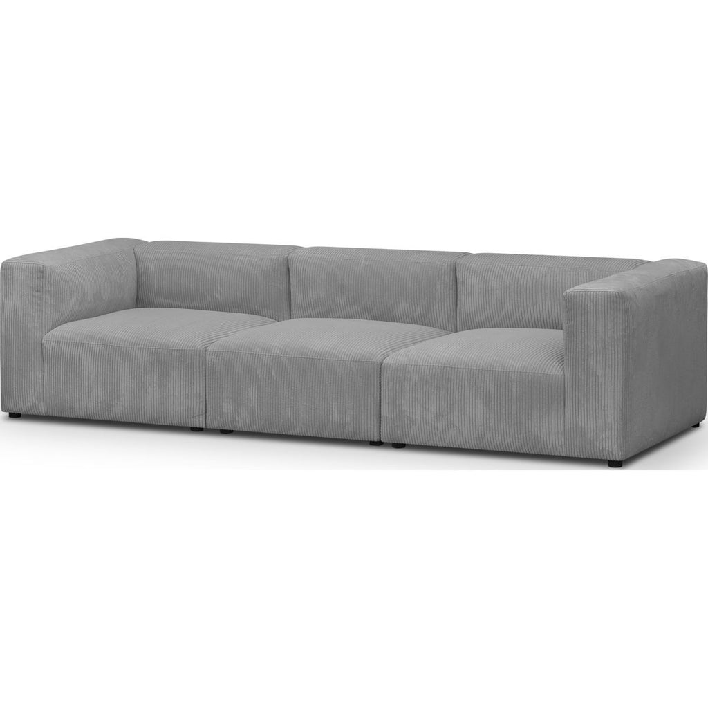 Modulo - Canapé Modulable 4 Places en Velours Côtelé - Gris Clair