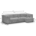 Modulo - Canapé d'Angle à Droite Modulable avec Méridienne 4 Places en Velours Côtelé - Gris Clair