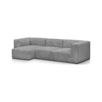 Modulo - Canapé d'Angle à Gauche Modulable avec Méridienne 4 Places en Velours Côtelé - Gris Clair