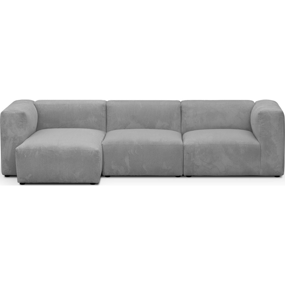 Modulo - Canapé d'Angle à Gauche Modulable avec Méridienne 4 Places en Velours Côtelé - Gris Clair
