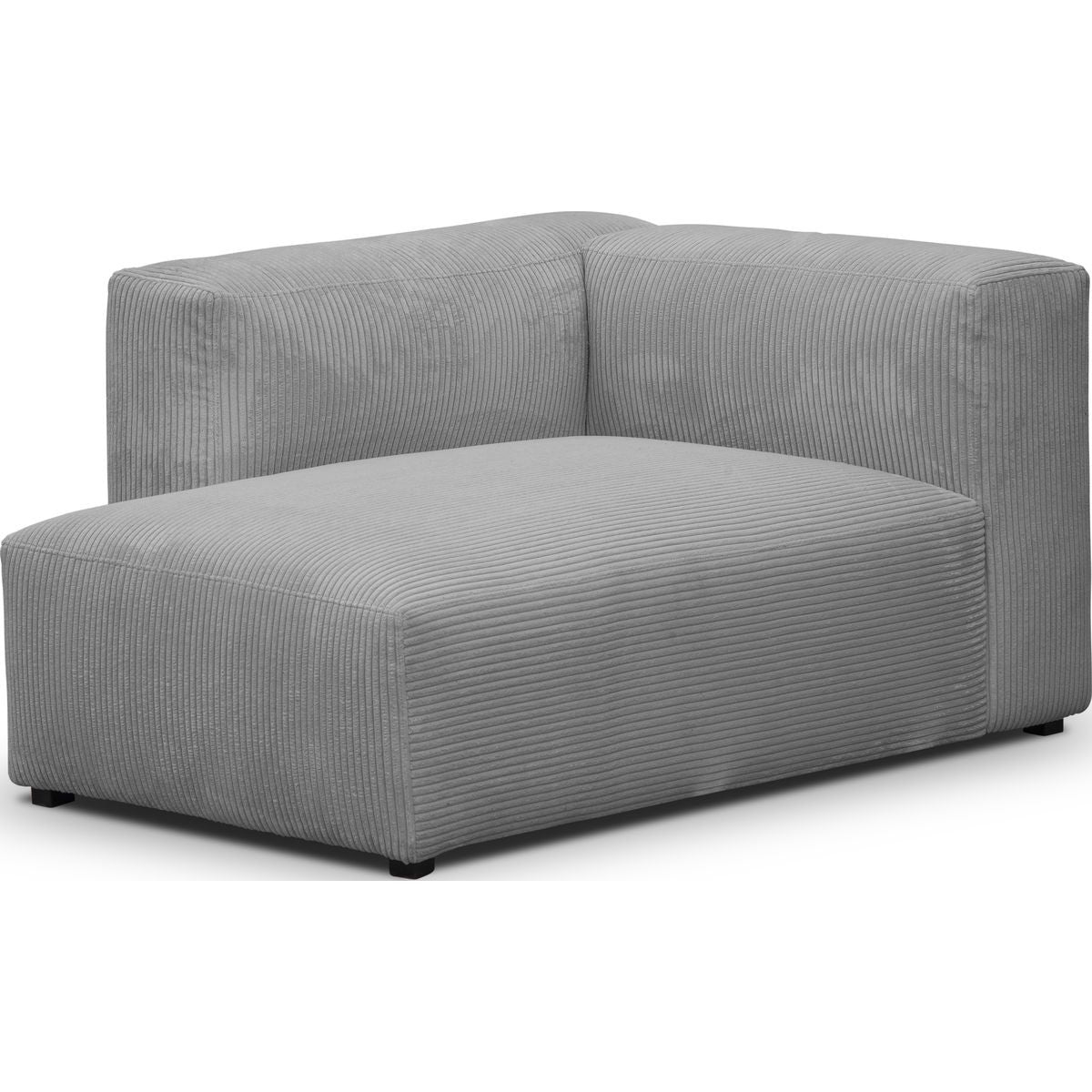 Modulo - Canapé d'Angle à Gauche Modulable avec Méridienne 4 Places en Velours Côtelé - Gris Clair