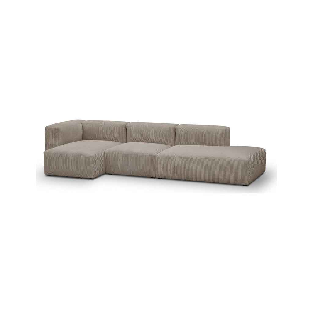 Modulo - Canapé d'Angle à Gauche Modulable avec Méridienne 5 Places en Velours Côtelé - Taupe