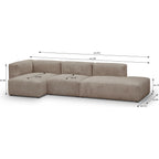 Modulo - Canapé d'Angle à Gauche Modulable avec Méridienne 5 Places en Velours Côtelé - Taupe