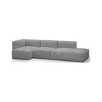 Modulo - Canapé d'Angle à Gauche Modulable avec Méridienne 5 Places en Velours Côtelé - Gris Clair