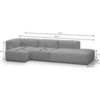 Modulo - Canapé d'Angle à Gauche Modulable avec Méridienne 5 Places en Velours Côtelé - Gris Clair