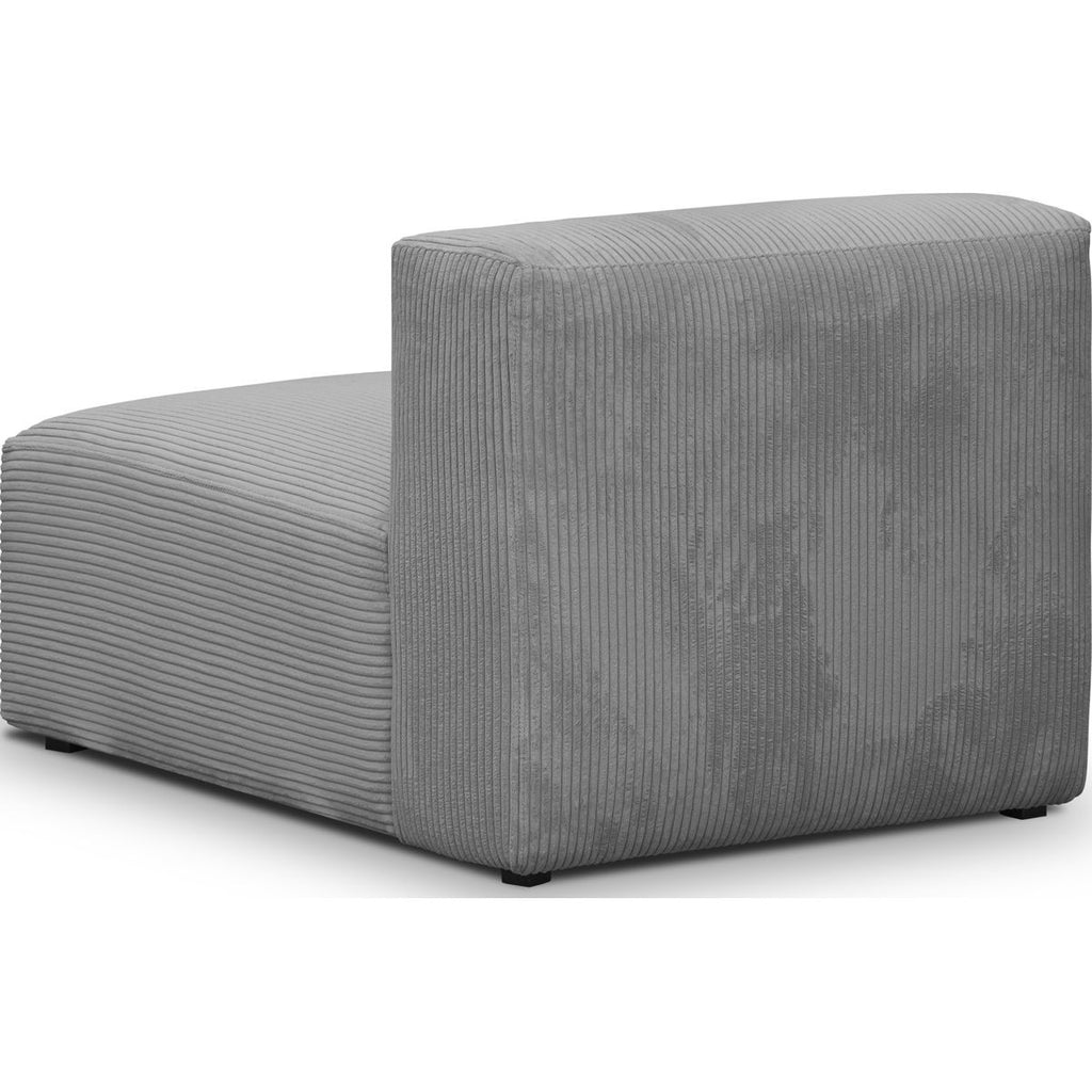 Modulo - Canapé d'Angle à Gauche Modulable avec Méridienne 5 Places en Velours Côtelé - Gris Clair