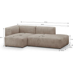Modulo - Canapé d'Angle à Gauche Modulable avec Méridienne 3/4 Places en Velours Côtelé - Taupe