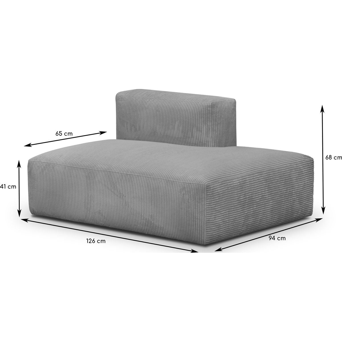 Modulo - Canapé D'angle À Gauche Modulable - Velours Côtelé - Gris Clair