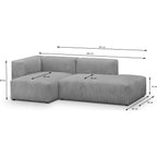 Modulo - Canapé D'angle À Gauche Modulable - Velours Côtelé - Gris Clair